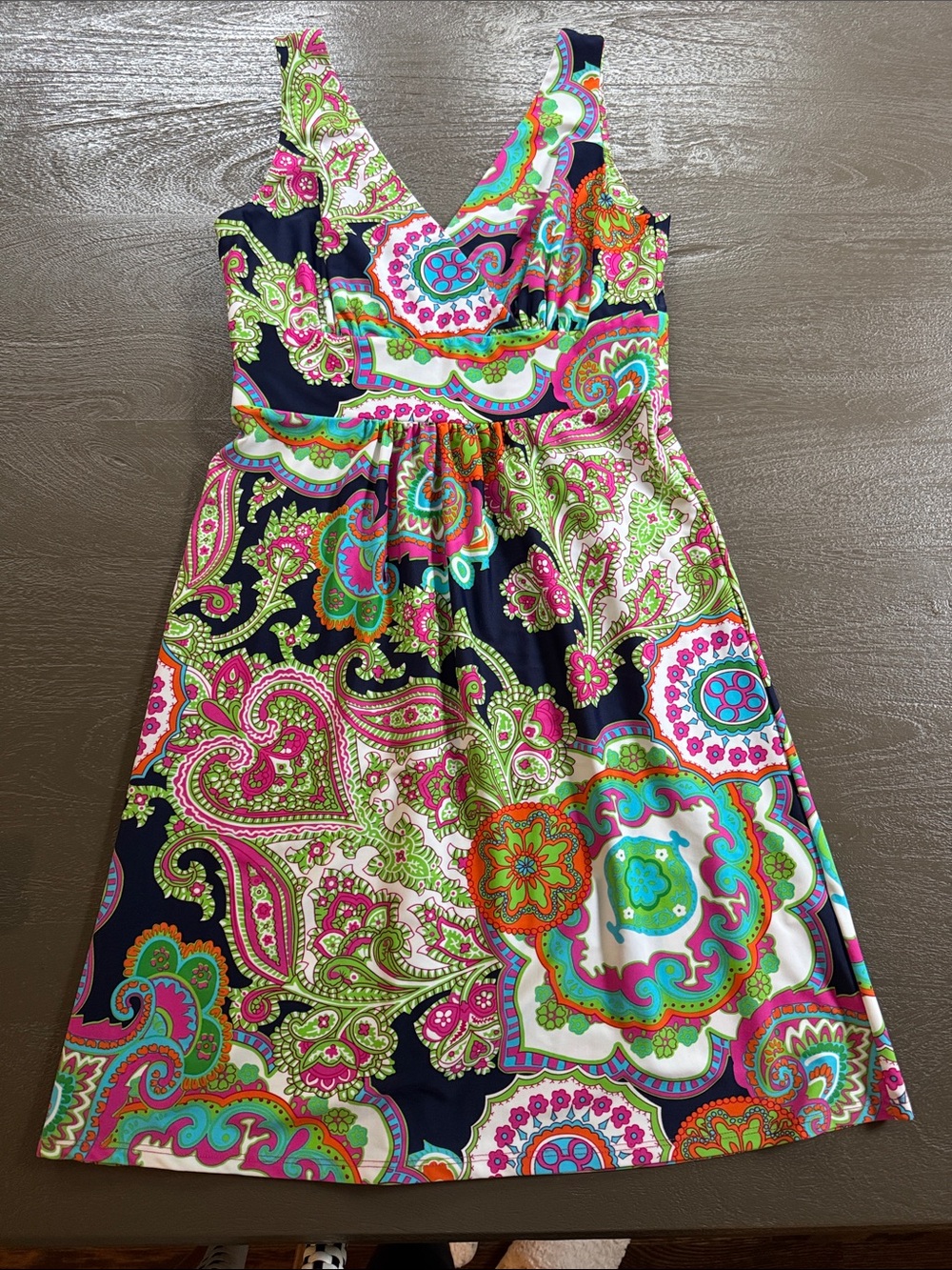 Jude Connally Multicolor Paisley Dress with navy background, size S